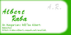 albert raba business card
